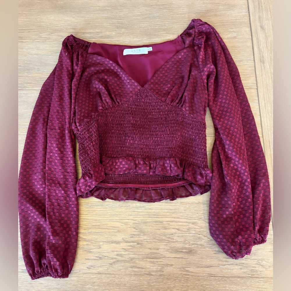 ASTR the Label Sequin Check Blouse | 79% Off Retail